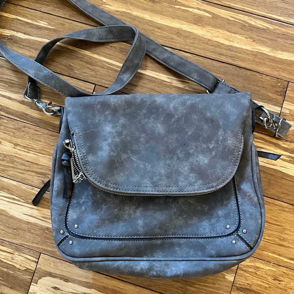 Buckle Gray Crossbody Bag with Adjustable Straps